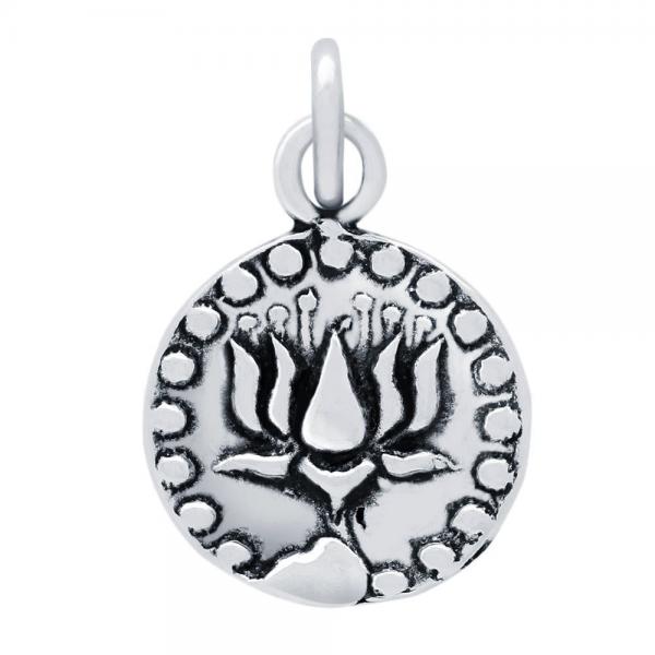 Pandantiv argint 925 cu floare de lotus si simbolul OM [1]